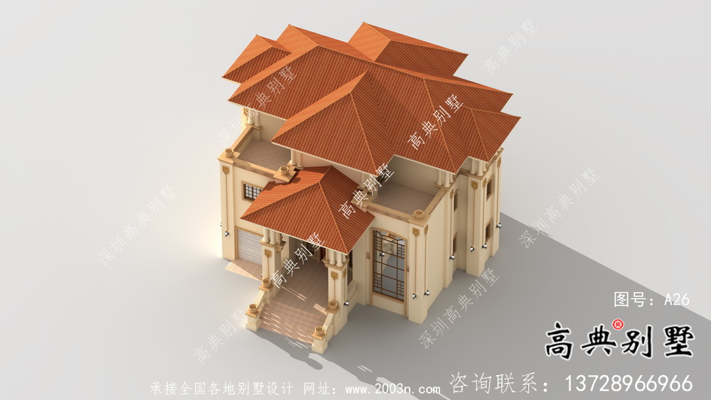 乡村自建三层欧式别墅效果及施工图纸