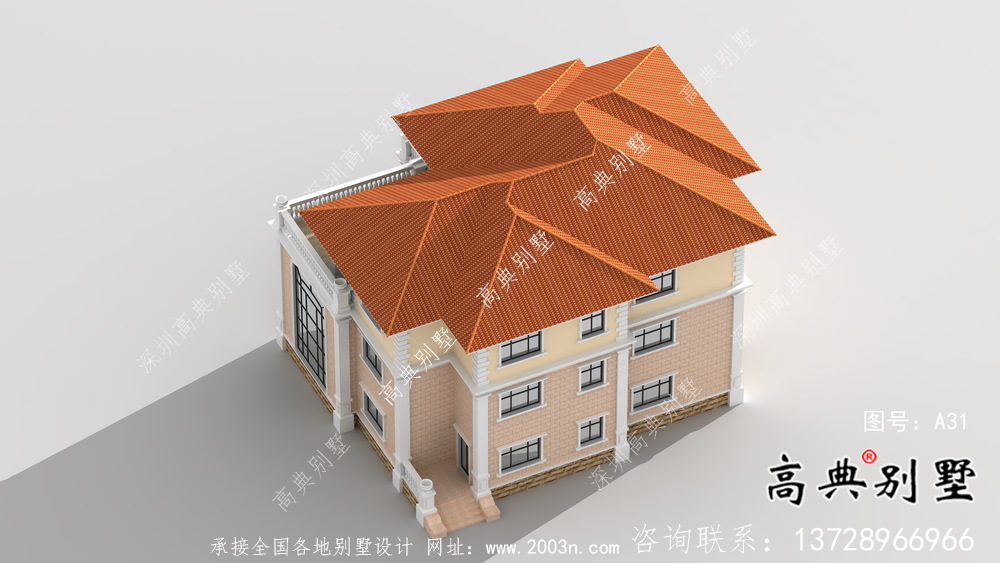 欧式三层复式别墅设计效果图及平面图