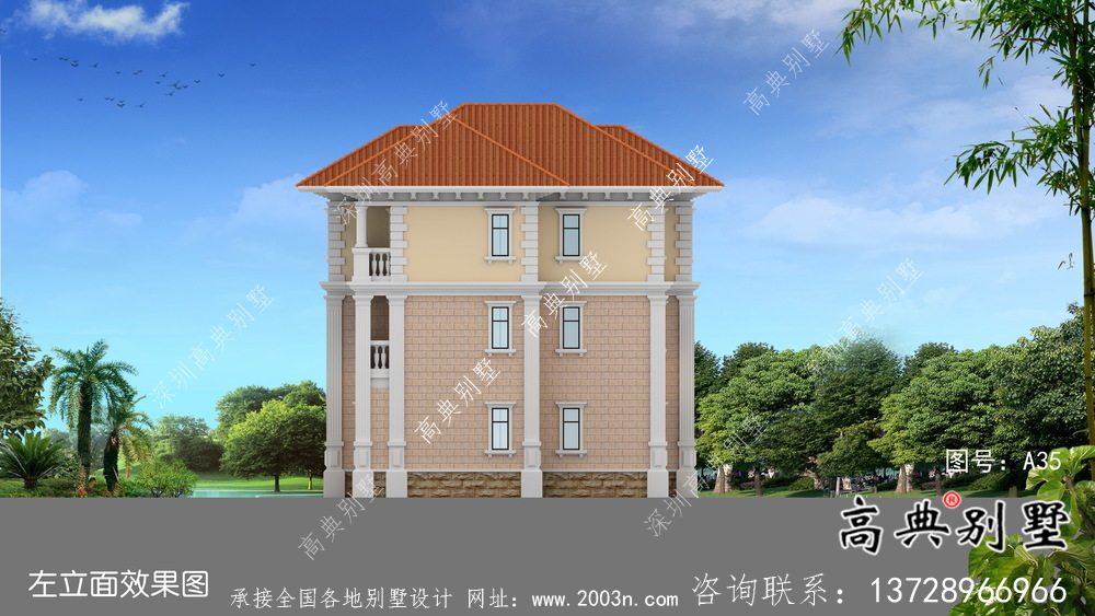 简单欧式三层农村别墅设计图纸