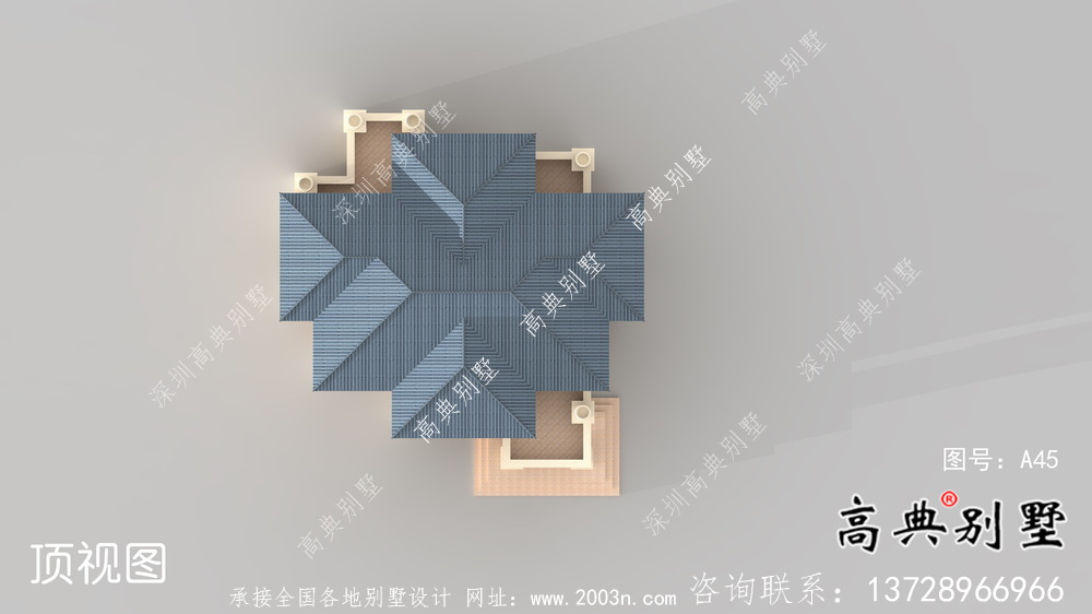 带车库三层欧式别墅外观图