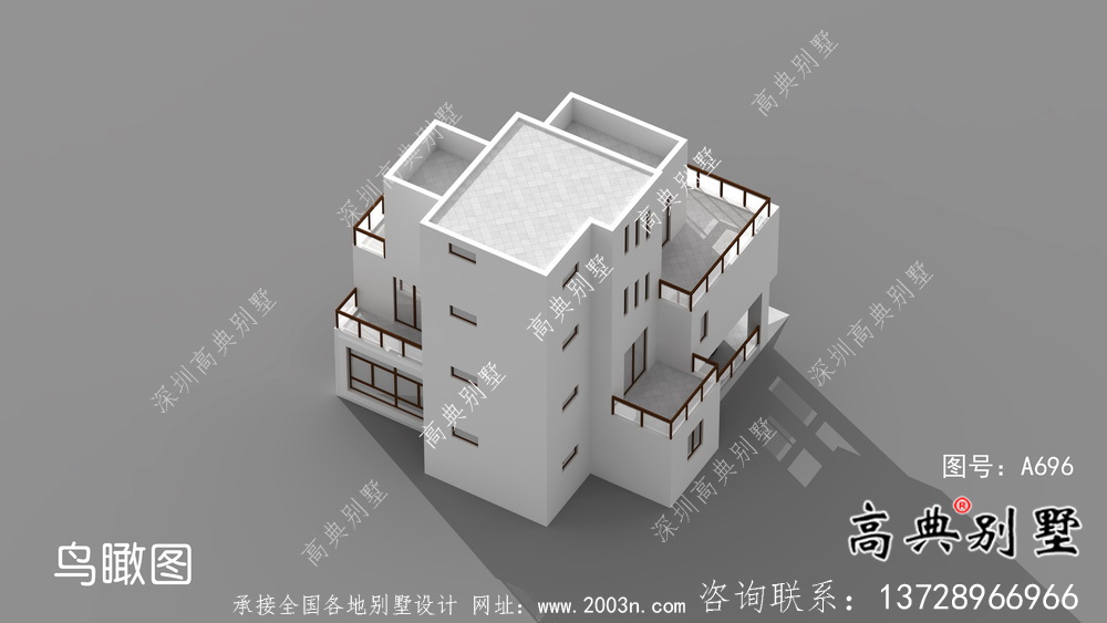 现代风格三层别墅外观效果图纸大全