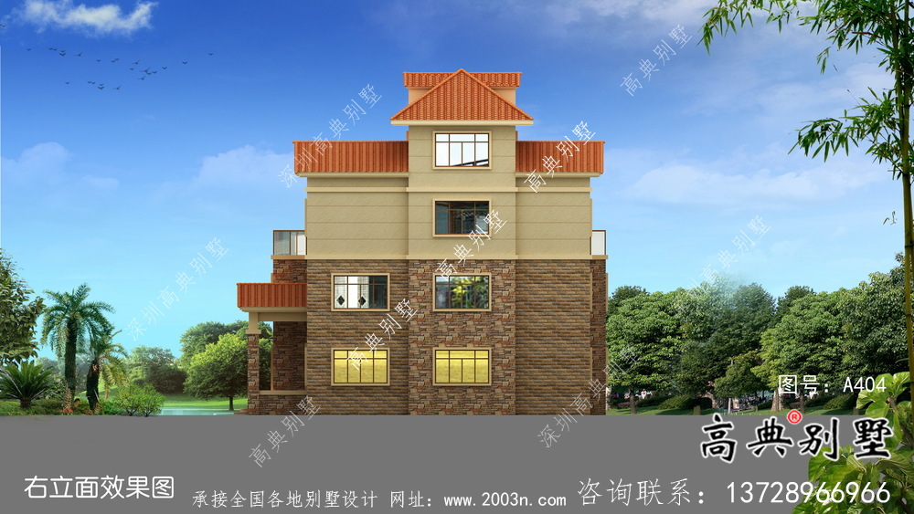 简单实用的四层农村住宅设计图纸,效果图