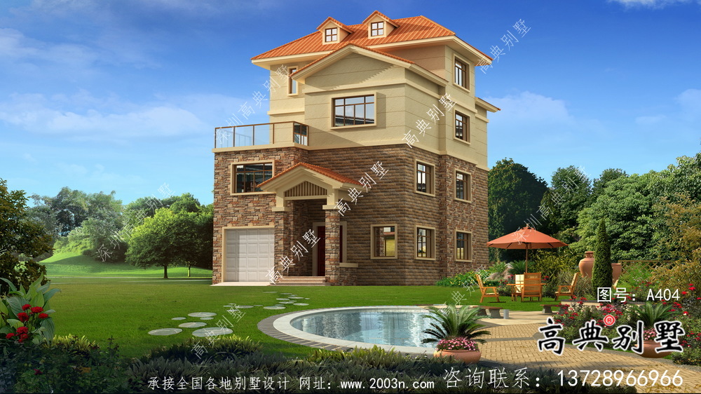 简单实用的四层农村住宅设计图纸,效果图