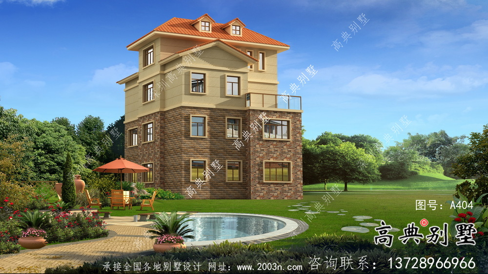 简单实用的四层农村住宅设计图纸,效果图