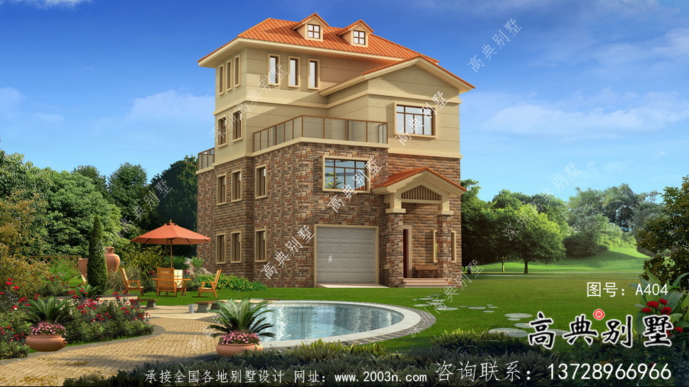 简单实用的四层农村住宅设计图纸,效果图