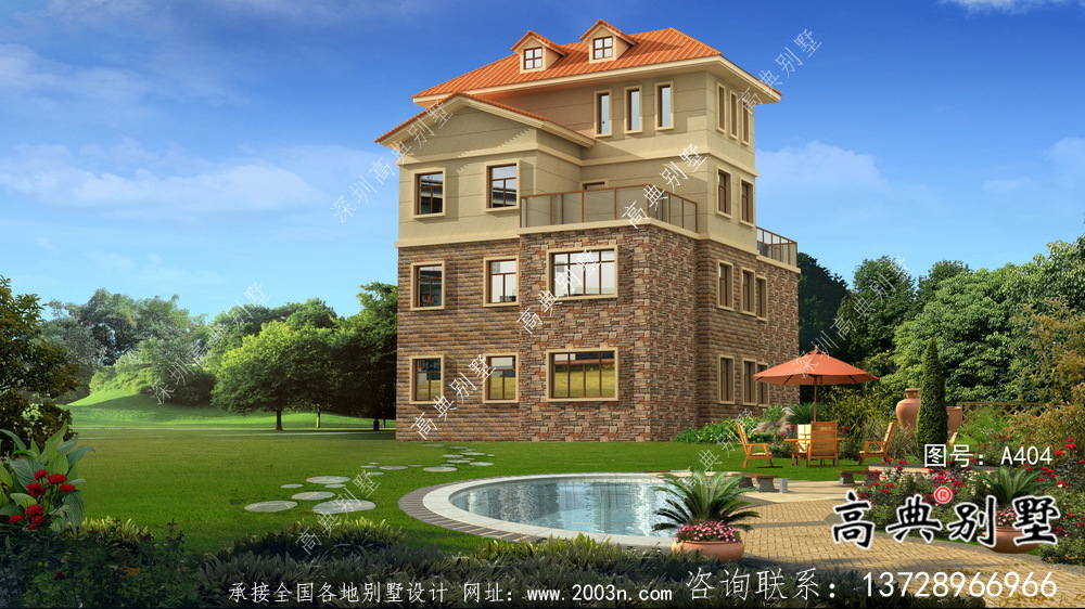 简单实用的四层农村住宅设计图纸,效果图