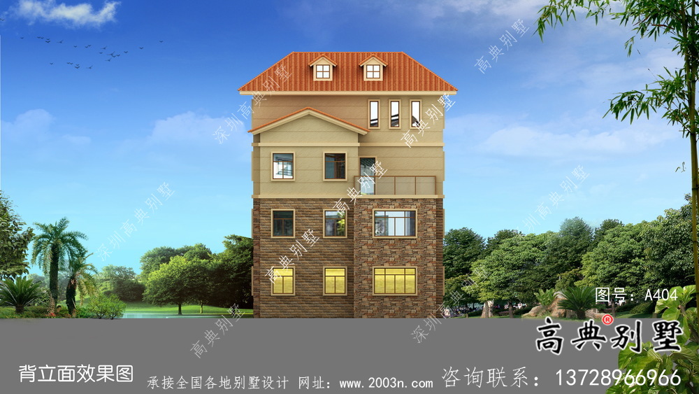 简单实用的四层农村住宅设计图纸,效果图