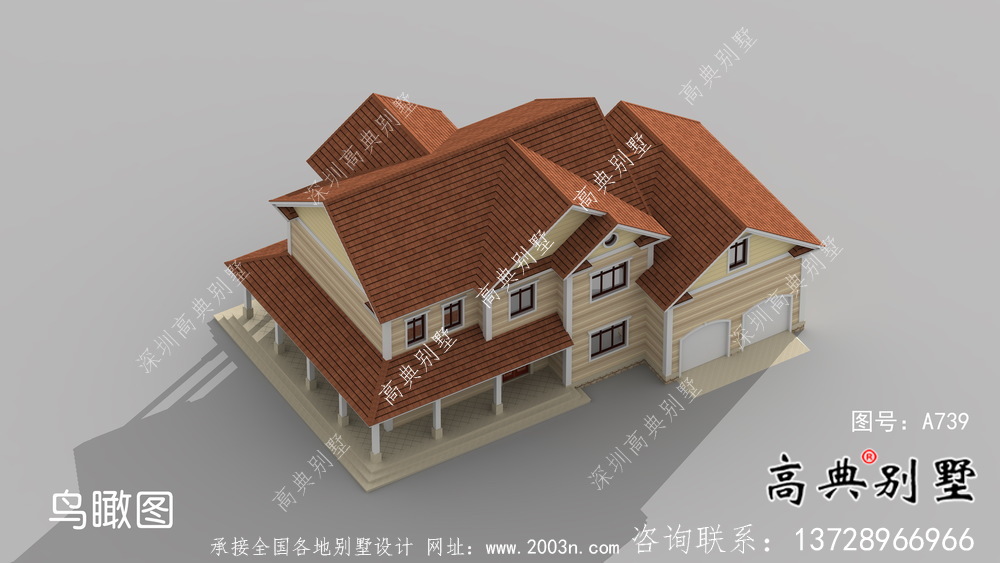 全套二层简欧自建别墅带车库施工效果图纸