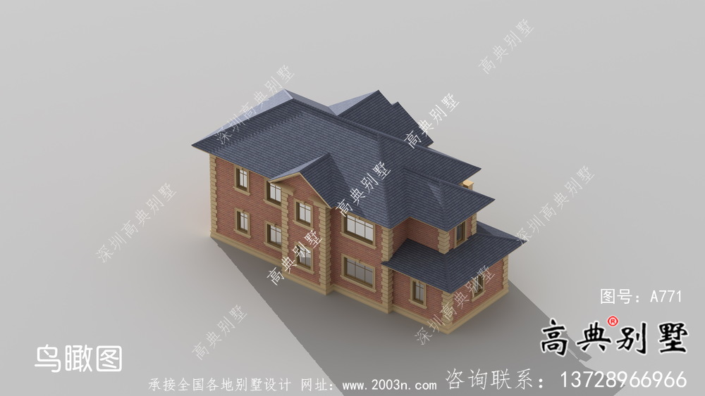 二层法式带车库欧式别墅设计效果图