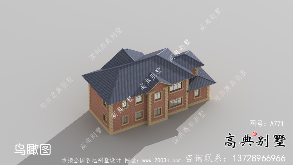 二层法式带车库欧式别墅设计效果图