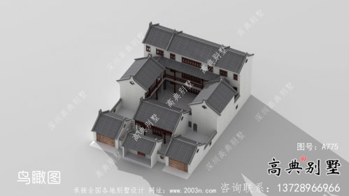 新中式庄重三层别墅设计图施工图纸全