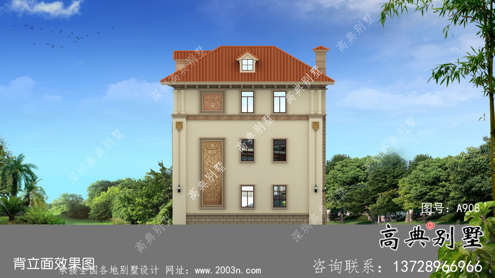 三层欧式风格带露台中小型住宅设计图
