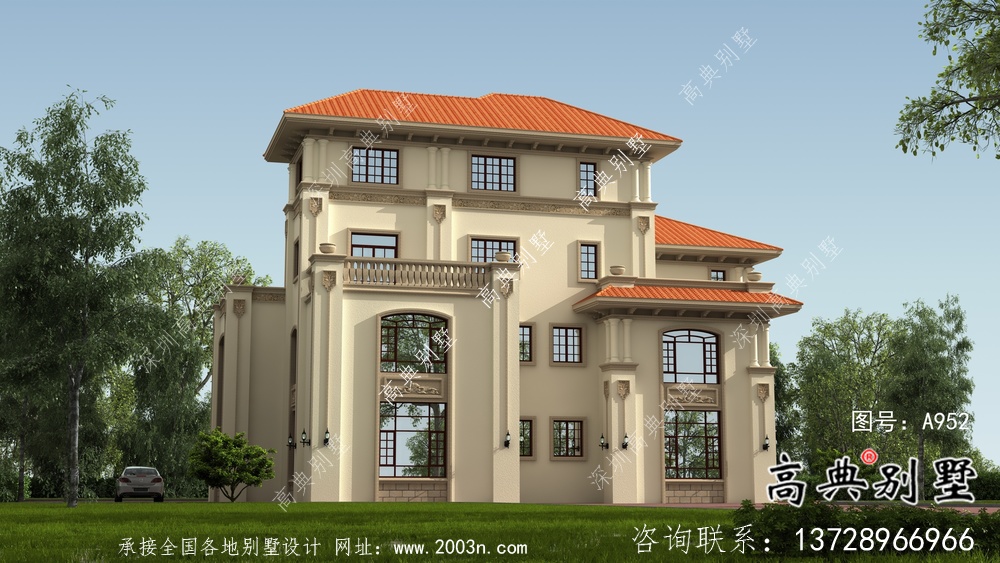 豪华大气四层农村自建别墅设计图