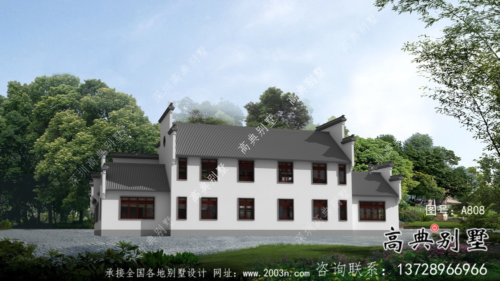 中式二层徽派别墅设计图纸大全