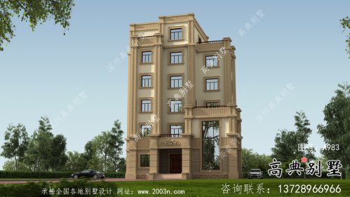 独特欧式风格六层平屋顶别墅设计图+效