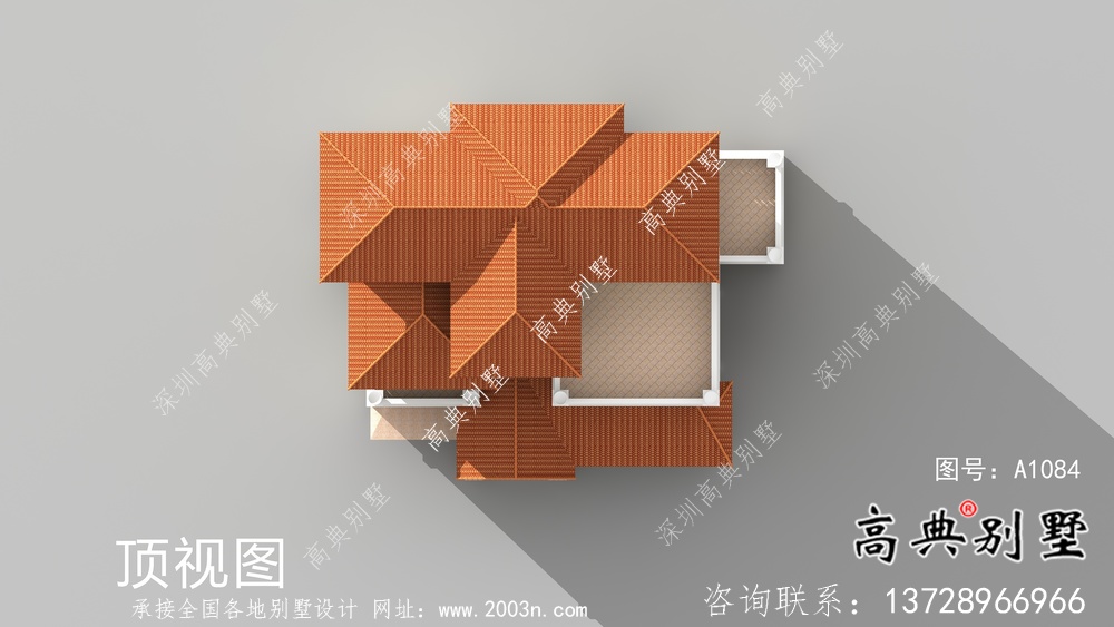 欧式风格带车库豪华住宅建筑设计图-效果图