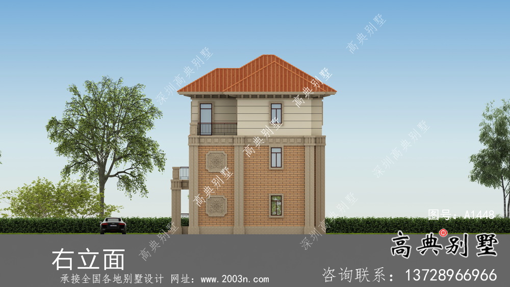 三层雅典大气的欧式风格别墅设计图纸