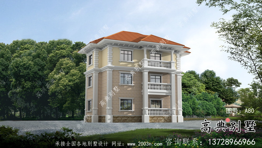 典雅欧式乡村三层自建别墅设计效果图