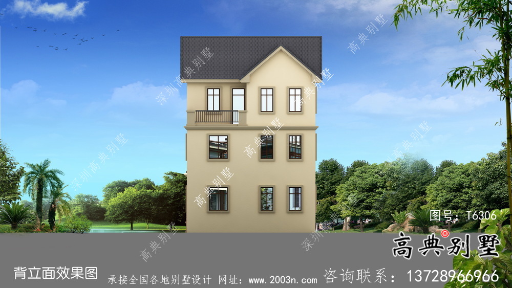 优雅大气欧式住宅建筑设计图，效果图