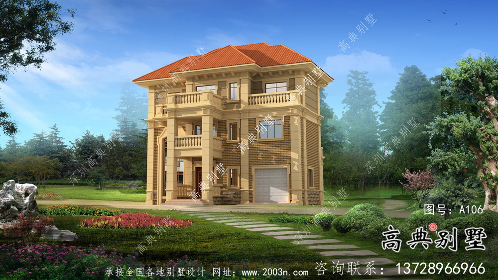 三层欧式设计风格建筑设计图+设计效果图