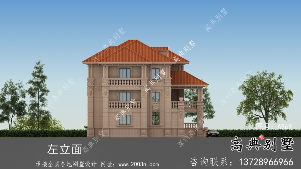 欧式三层农村复式别墅设计图纸及效果图