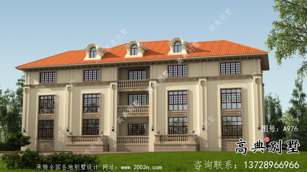 欧式三层意大利风格豪华别墅设计图纸
