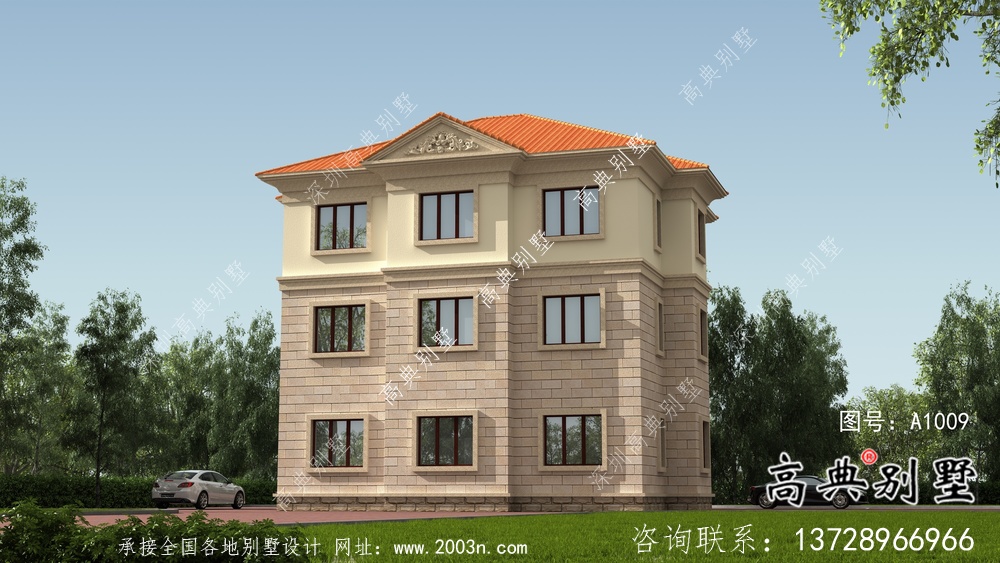农村三层简约欧式别墅设计图纸及施工图