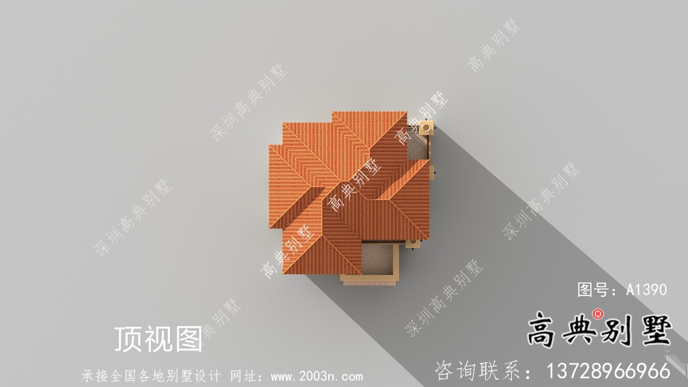 欧式三层乡村别墅外观设计效果图