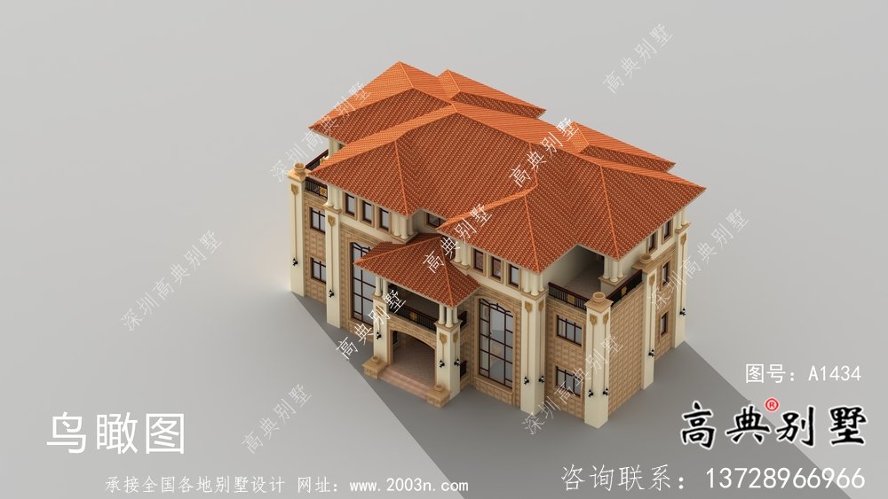 欧式三层双复式别墅双拼设计图纸