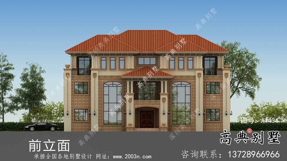 欧式三层双复式别墅双拼设计图纸