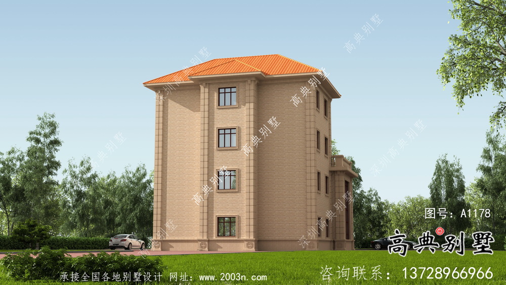 三层欧式意大利风格小康型农村别墅设计图