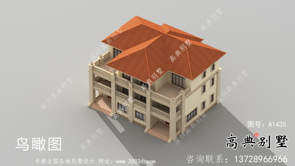 自建三层欧式双拼别墅外观效果图