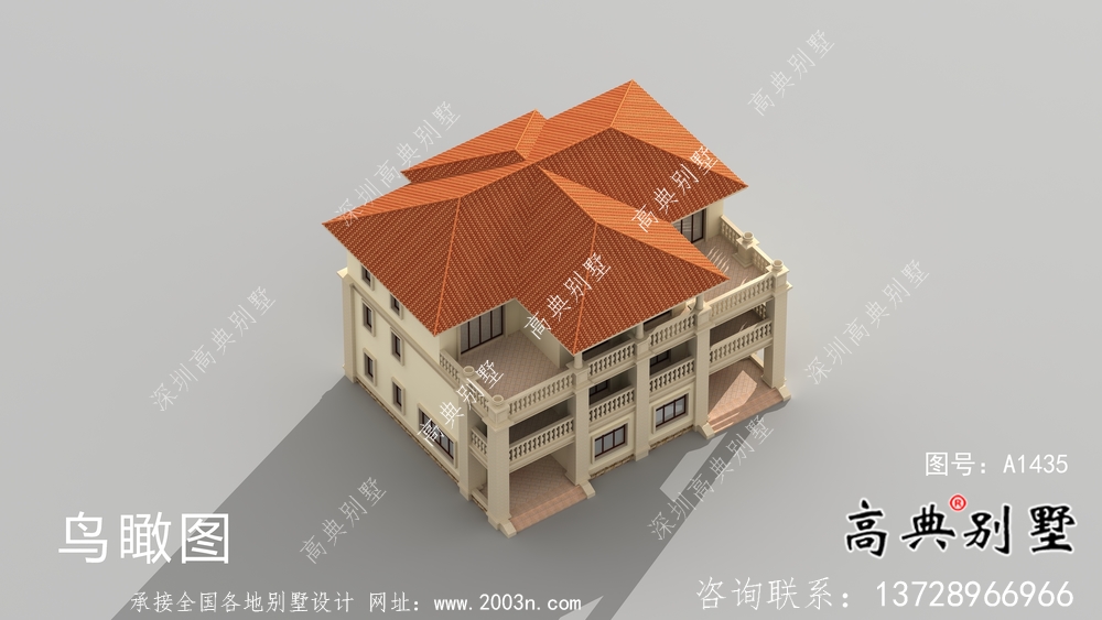 自建三层欧式双拼别墅外观效果图