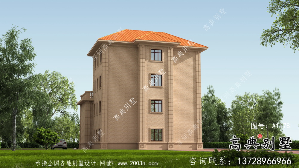 三层欧式意大利风格小康型农村别墅设计图