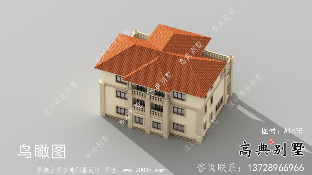 自建三层欧式双拼别墅外观效果图