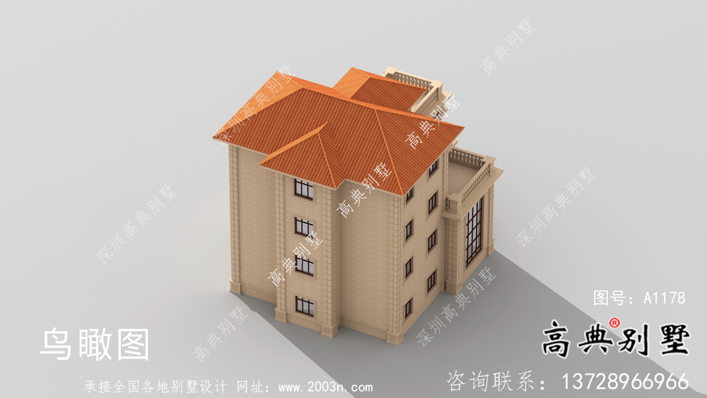三层欧式意大利风格小康型农村别墅设计图