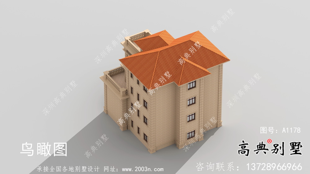 三层欧式意大利风格小康型农村别墅设计图