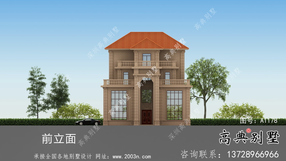 三层欧式意大利风格小康型农村别墅设计图