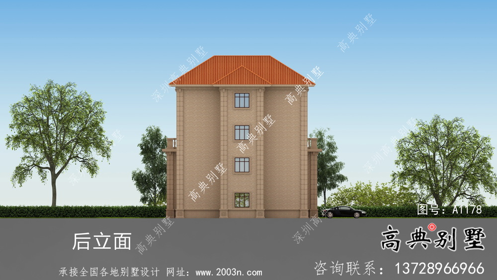 三层欧式意大利风格小康型农村别墅设计图