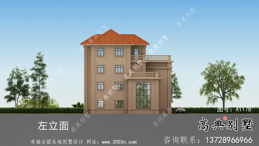 三层欧式意大利风格小康型农村别墅设计图