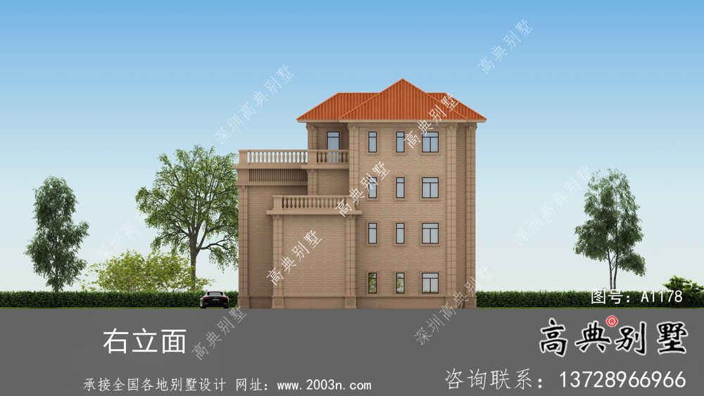 三层欧式意大利风格小康型农村别墅设计图