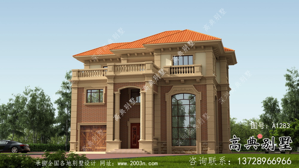 法式风格简约框架三层别墅设计图