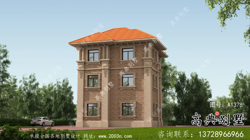 欧式风格复式三层别墅农村自建房设计图