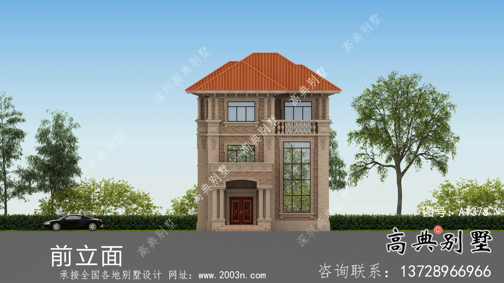 欧式风格复式三层别墅农村自建房设计图