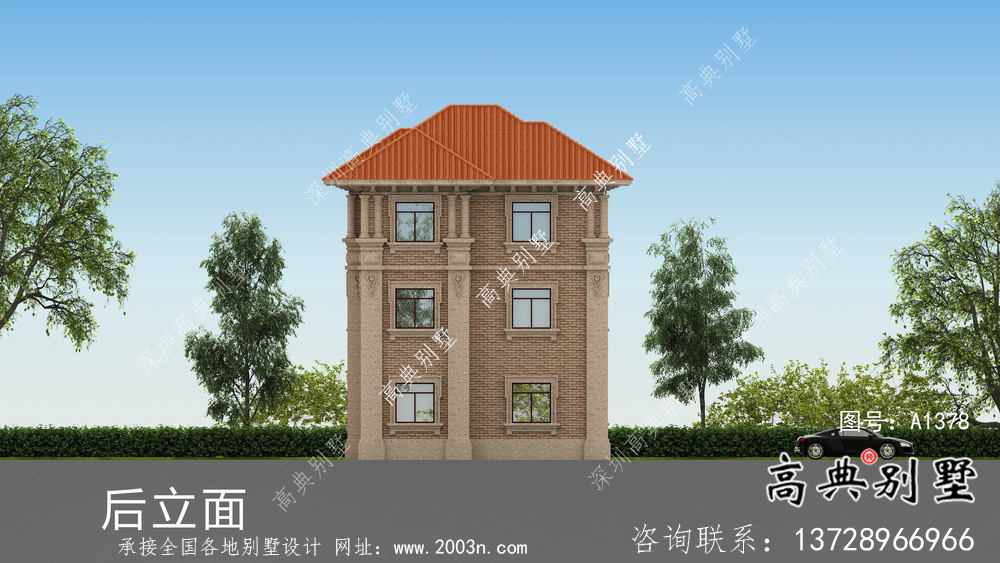 欧式风格复式三层别墅农村自建房设计图