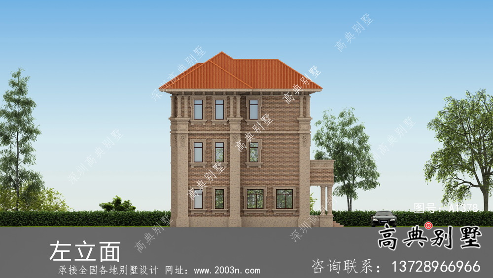 欧式风格复式三层别墅农村自建房设计图