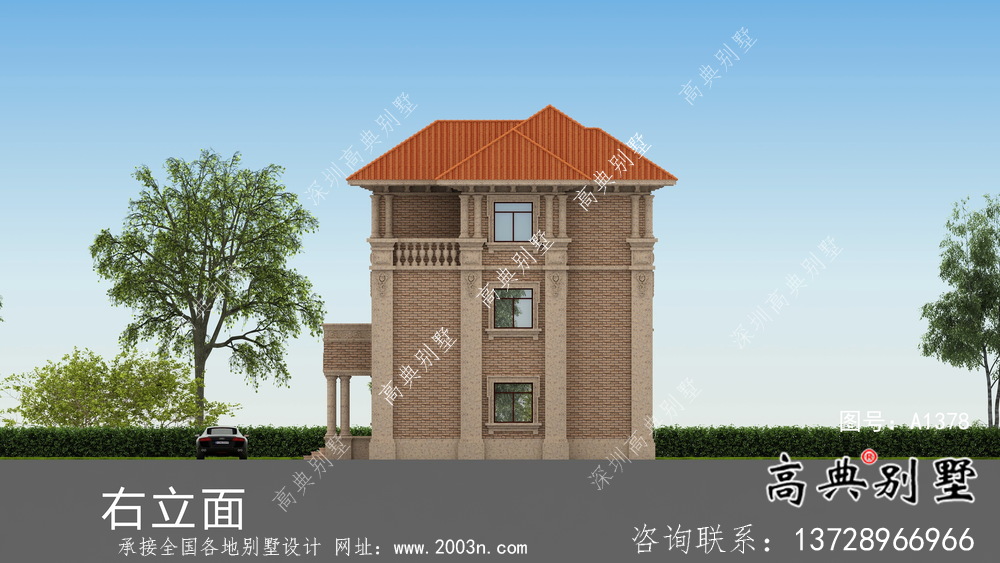 欧式风格复式三层别墅农村自建房设计图