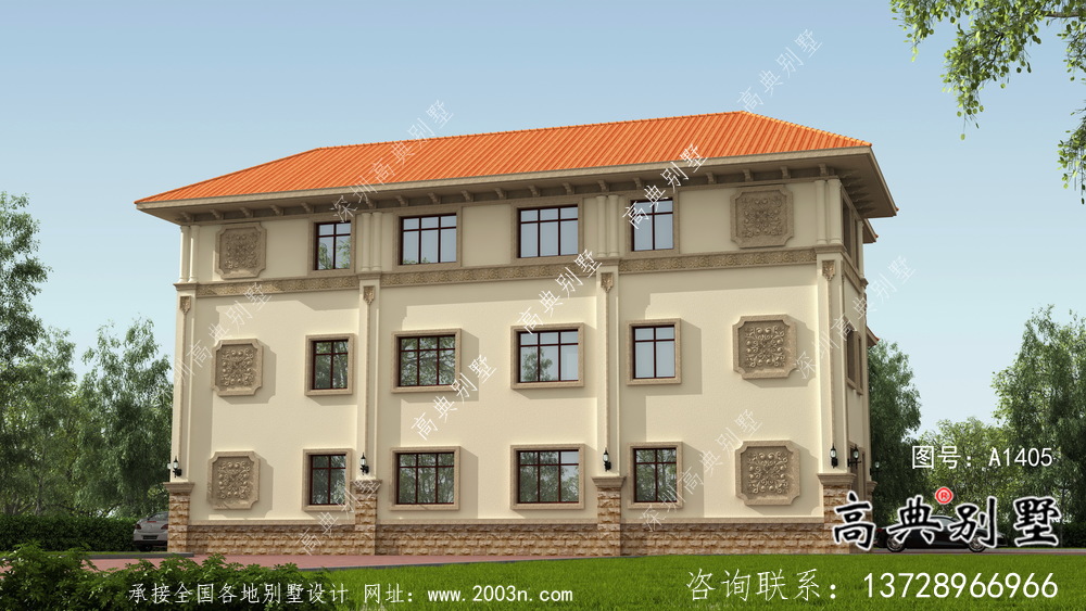 三层复式欧式风格双拼别墅设计图纸