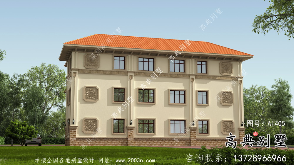 三层复式欧式风格双拼别墅设计图纸
