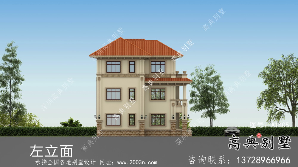 三层复式欧式风格双拼别墅设计图纸